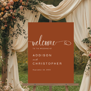 Terracotta Script Modern Minimal Wedding Welcome Acrylic Sign