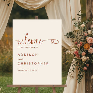 Terracotta Script Modern Minimal Wedding Welcome Acrylic Sign