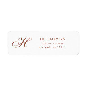 Terracotta Script Monogram Return Address Label