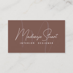 Terracotta Script QR Code Business Card Monogram
