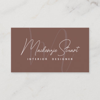 Terracotta Script QR Code Business Card Monogram