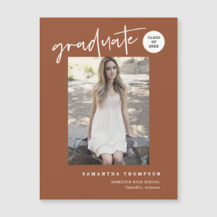 Terracotta Script School Graduate Photo Magnet