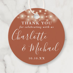 Terracotta Script String Lights Thank You Favour Tags