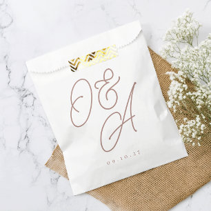 Terracotta Script Watermark Monogram Wedding Favour Bags