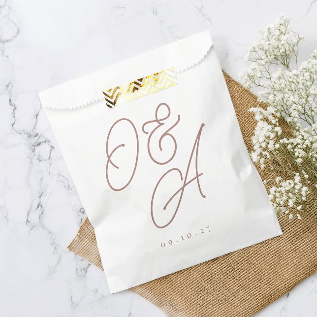 Terracotta | Script Watermark Monogram Wedding Favour Bags (Creator Uploaded)