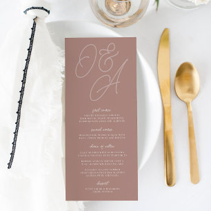 Terracotta   Script Watermark Monogram Wedding Menu