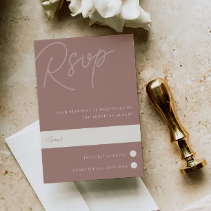 Terracotta   Script Watermark Traditional RSVP Card
