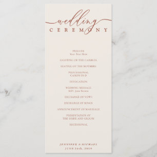 Terracotta Script Wedding Ceremony Plan Programme