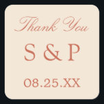 Terracotta Script Wedding Favour Sticker<br><div class="desc">Terracotta Script Wedding Favour Sticker,  please personalise with initials of the couple and the date of the wedding,  using the online personalisation template before ordering.</div>