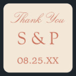 Terracotta Script Wedding Favour Sticker<br><div class="desc">Terracotta Script Wedding Favour Sticker,  please personalise with initials of the couple and the date of the wedding,  using the online personalisation template before ordering.</div>