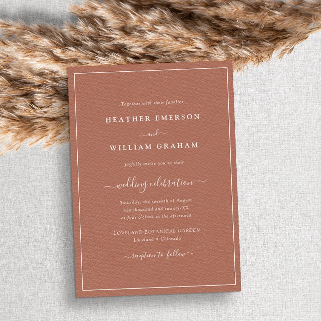 Terracotta Script Wedding Invitation (Creator Uploaded)