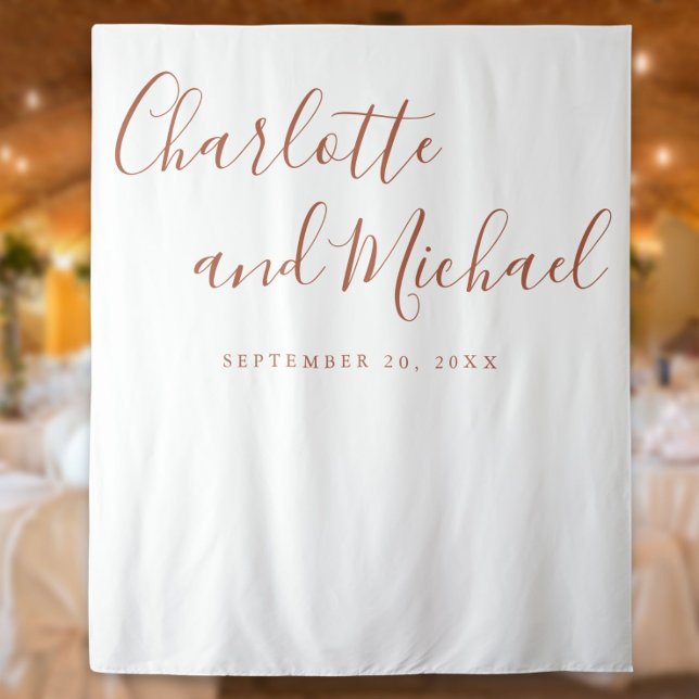 Terracotta Script Wedding Photo Booth Backdrop Tapestry (Terracotta Script Wedding Photo Booth Backdrop)