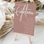 Terracotta Scripted Table EIGHTEEN   Guest Names Table Number<br><div class="desc">Simple and chic table number cards in earth tone Terracotta and white make an elegant statement at your wedding or event. Design features "table [number]" in an eyecatching mix of classic serif and handwritten script lettering, with individual guest names beneath. Design repeats on both sides. Individually numbered cards sold separately;...</div>