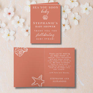 Terracotta Sea You Soon Baby Shower Thank You Card