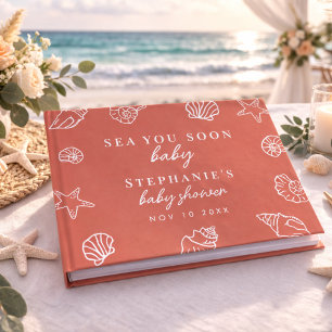 Terracotta Sea You Soon Beach Baby Shower Guest Book