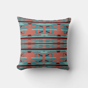 Terracotta Seafoam Teal Burgundy Southwest Look Cushion