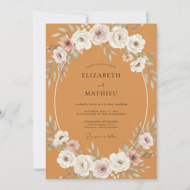 Terracotta Serene Autumn Wedding Invitation (Front)