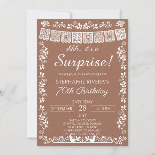 Terracotta Shhh It's a Surprise 70th Birthday Invitation