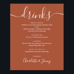 Terracotta Signature Script Drinks Menu Sign<br><div class="desc">This elegant script terracotta minimalist drinks menu sign is perfect for your wedding celebration. Designed by Thisisnotme©</div>