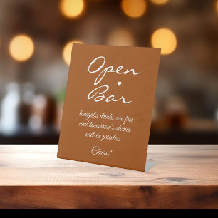 Terracotta Signature Script Open Bar Pedestal Sign