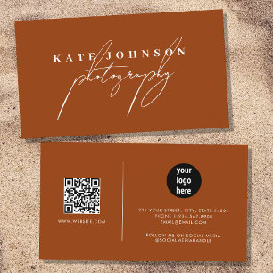 Terracotta Signature Script QR Code Social Media Business Card