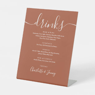 Terracotta Signature Script Wedding Drinks Menu  Pedestal Sign