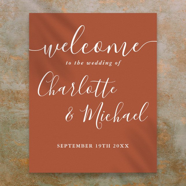 Terracotta Signature Script Wedding Welcome Sign (Terracotta Signature Script Wedding Welcome Sign)