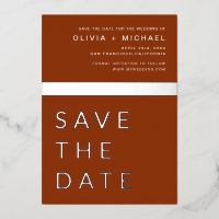 Terracotta Silver Save the Date Elegant