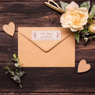 Terracotta Simple Boho Floral Return Address
