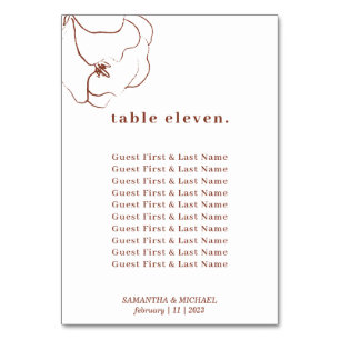 Terracotta Simple Botanical Floral guest names Table Number