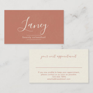 Terracotta Simple Elegant Boho Beauty Professional Appointment Card