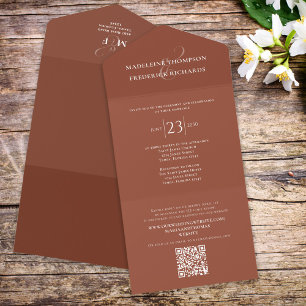 Terracotta Simple Elegant Budget QR Code Website All In One Invitation