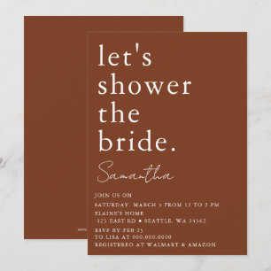 Terracotta Simple Elegant Modern Bridal Shower Invitation