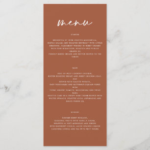 terracotta simple elegant script wedding menu