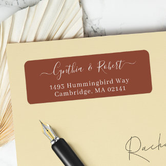 Terracotta Simple Script Wedding Return Address