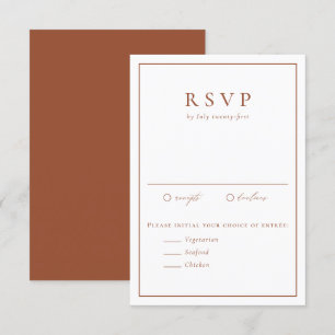 Terracotta Simple Typography Formal Wedding RSVP Card