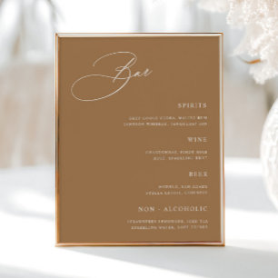 Terracotta Simple Wedding Bar Menu Poster