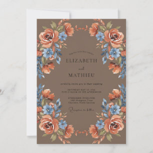 Terracotta Slate Antique Rose Wedding Invitation