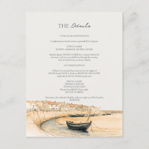 Terracotta Slate Cornwall Harbour Wedding Details Enclosure Card