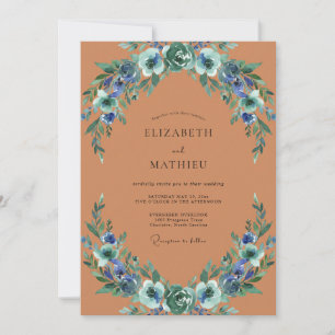 Terracotta Slate Foliage Eucalyptus Wedding Invitation