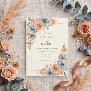Terracotta Slate Foliage Muted Eucalyptus Wedding Invitation