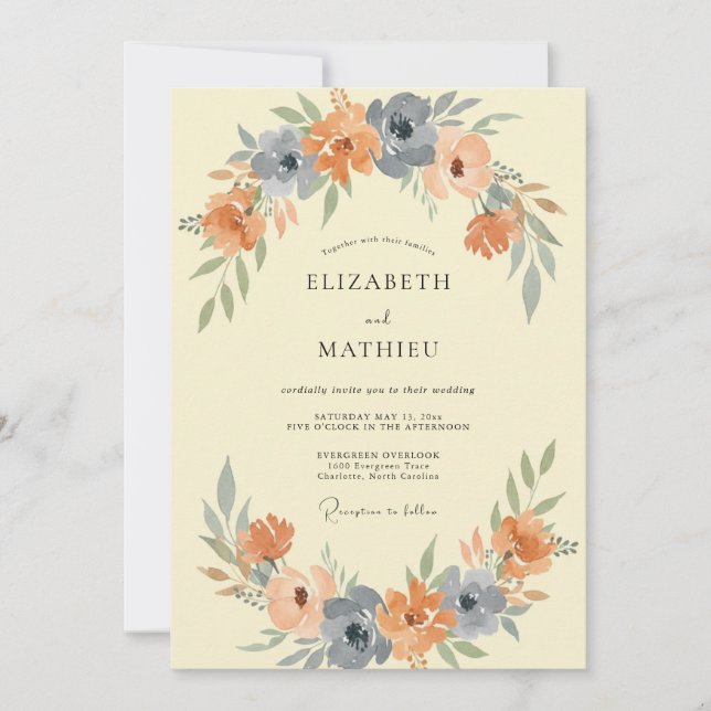 Terracotta Slate Wildflower Wedding Invitation (Front)