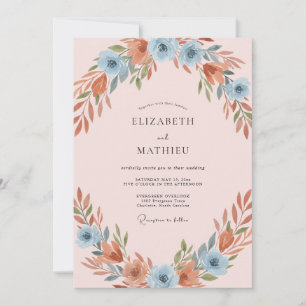 Terracotta Slate Wreath Wedding Invitation