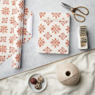 Terracotta Snowflake Pattern Holiday Christmas Wrapping Paper