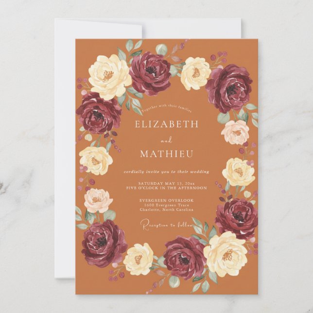 Terracotta Sophisticated Autumn Wedding Invitation (Front)