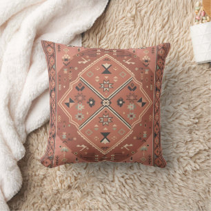 Terracotta Southwestern Tribal Geometric Art Cushion