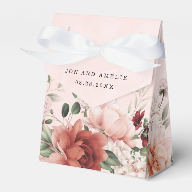Terracotta Spring Fall Floral Wedding Favour Box (Front Side)