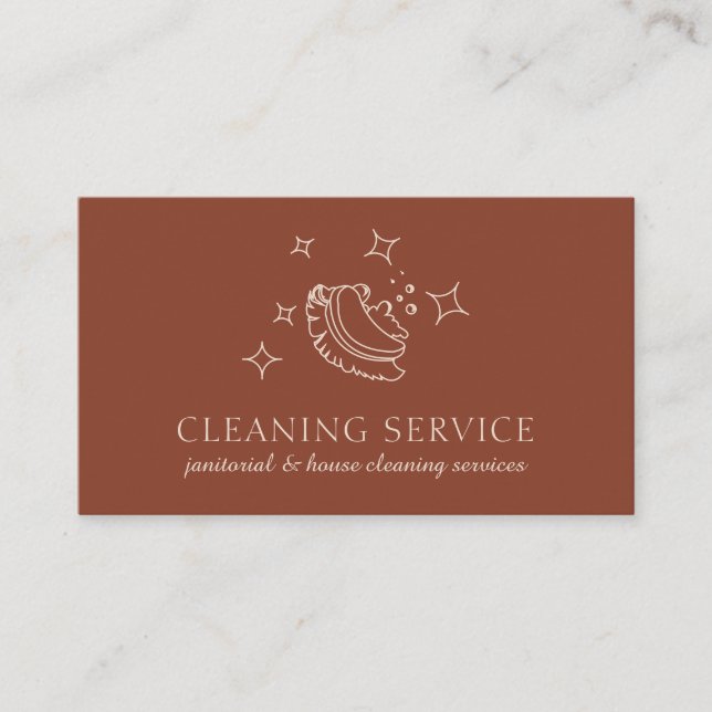 Terracotta Star Bubble Cleaning Qr Code Business Card (Front)