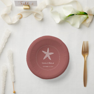 Terracotta Starfish Wedding Paper Bowls Plate