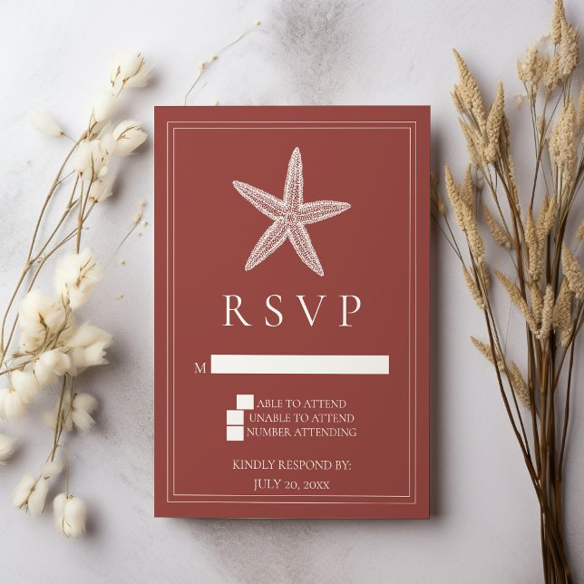 Terracotta Starfish Wedding RSVP Card (Terracotta Starfish Wedding RSVP Card)
